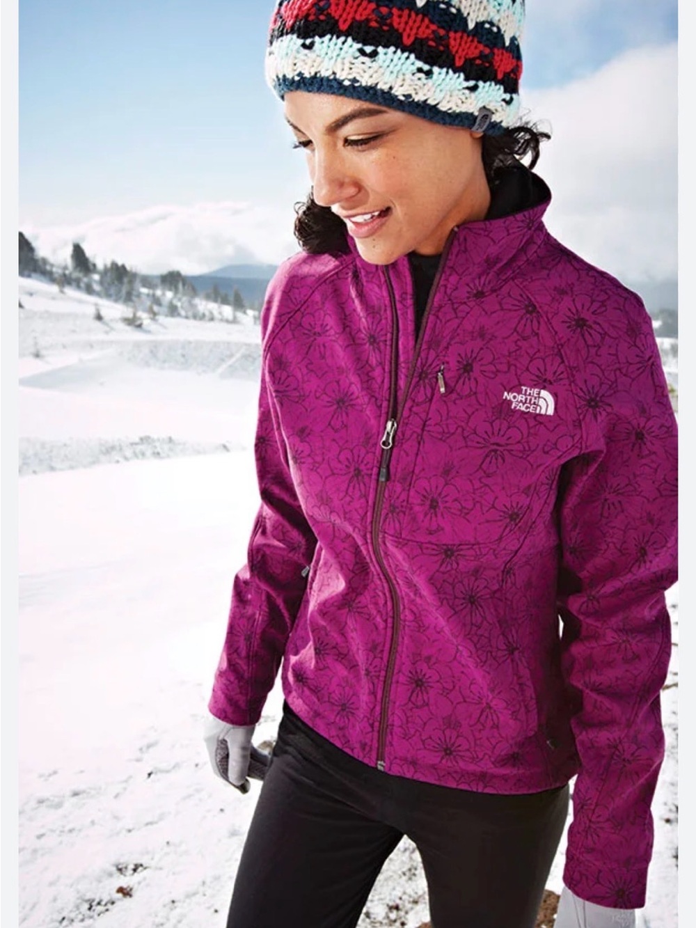 The North Face Apex Purple Bionic Jacket Softshell Full Zip Fleece Lined Med